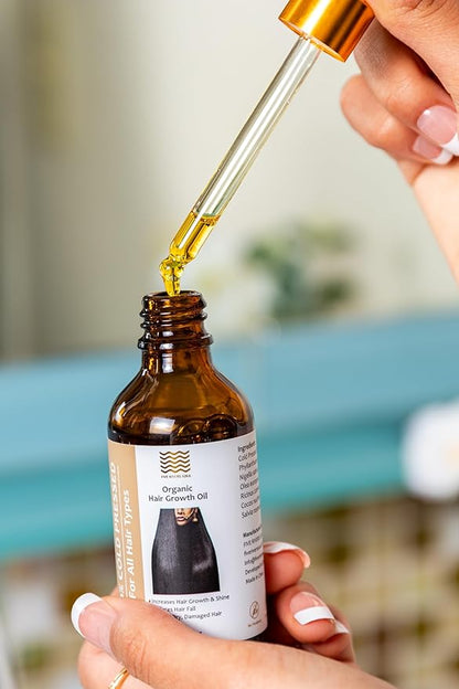 Organic Hair Growth Oil, 100% Cold Pressed Organic, Traditional Scalp & Hair Massage, Thickness Shine Repair for Damage & Thin Hair,Amla Blackseed Olive Castor Coconut Rosemary 2 oz