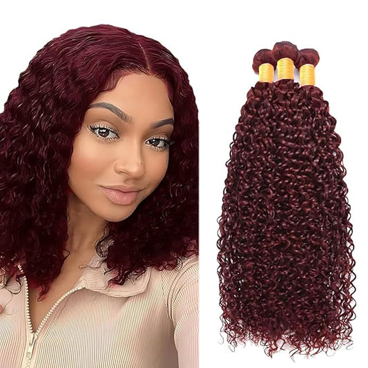 ZCMYVINND99J curly Wave Human Hair Bundles 08 10 12 Inch Double Weft Brazilian Remy Weave Burgundy 99J curly Wave Human Hair Bundles Dark Burgundy kinky Human Hair Bundle Unprocessed Virgin Extensions