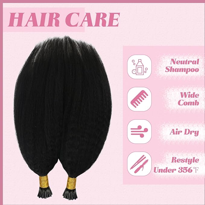 YoungSee I Tips Hair Extensions Real Human Hair Kinky 22In Itip Human Hair Extensions Kinky Straight 50g Black Cold Fusion Hair Extensions Curly Itips Hair Extensions 50s Long Lasting Hair Extensions