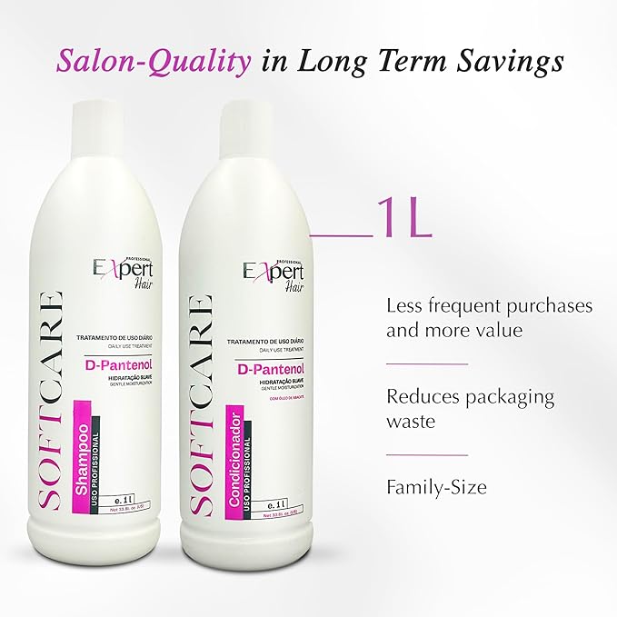 Expert Hair Soft Care Biotin Shampoo and Conditioner - Daily Routine Shampoo For Scalp Health, CLINICALLY TESTED Proven Results Products For Women & Men, Natural Routine, Color Safe 2x 33.81 fl.oz
