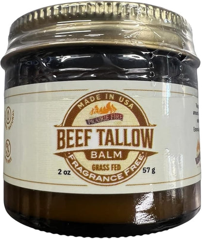 Beef Tallow Balm - 2 oz - Grown and Made in USA - Organic Grass Fed and Finished Tallow - Moisturizing Skin Care Fragrance Free