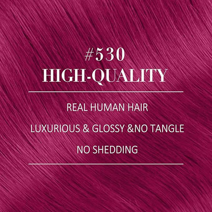 YoungSee Nano Ring Hair Extensions Magenta Nano Human Hair Extensions Burgundy Nano Bead Hair Extensions Human Hair Colorful Nano Hair Extensions Colored Nano Tip Hair for Role Playing 25s 25g 20inch