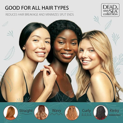 Dead Sea Collection Shampoo and Conditioner Set for Strengthening and Volume - Pure Dead Sea Minerals, Rosemary and Mint – Hair Care - Nutrition, Repair and Shine - Pack of 2 (33.8 & 30.6 Fl. Oz)