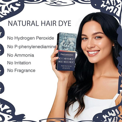Black Hair Color Ammonia Free/PPD Free/Hydrogen Peroxide Free, Natural Herbal Black Hair Dye for Women Men Gray Hair Coverage, Champu para canas