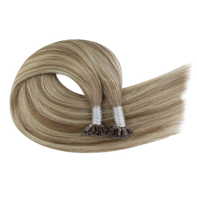 YoungSee K Tip Hair Extensions Ombre Pre Bonded Hair Extensions Light Brown Ombre Blonde Ktip Remy Hair Extensions Balayage K Tips Human Hair Extensions for Women 20in Human Hair K Tip 50s/50g