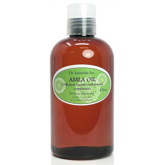 Dr Adorable - 8 oz - Organic AMLA OIL UNREFINED - 100% Pure Cold Pressed Extra Virgin for Healthy Hair and Moisturized Scalp