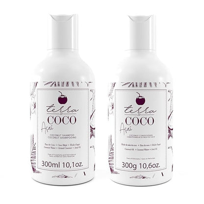 Terra Coco Açai Home Care Purple Toning Shampoo & Conditioner | Vegan | Moisturizing and Nourishing Line for Bleached Depigmented Hair