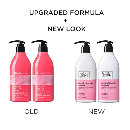 Keratin Shampoo & Conditioner Set, Nourishing & Moisturizing Formula for Damaged & Dry Hair, Highly Hydrate & Repair for Color Treated Hair, Sulfate,Parabens & Gluten Free, 2 x 16.9 Fl Oz