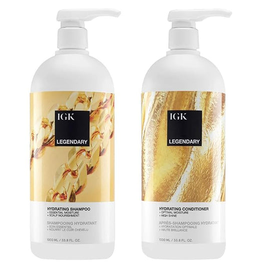 IGK Legendary Dream Hair Shampoo and Conditioner (1L) | Healthy, Hydrated, Shiny | Vegan, Cruelty-Free | Set of 2