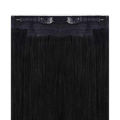 YoungSee Wire Hair Extensions Jet Black Hair Extensions Wire Natural Black Wire Hair Extensions Real Human Hair Invisible Fish Line Hair Extensions Short Human Hair Extensions 12Inch 70g