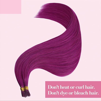 YoungSee I Tip Hair Extensions Human Hair Purple Tip Hair Extensions Real Human Hair Colored Hair Extensions Itips Human Hair Extensions Purple I Tips Hair Extensions Purple Cold Fusion 14In 40s 25g