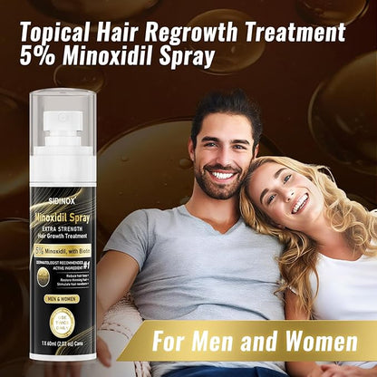 5% Minoxidil Spray for Men & Women (4 Month Supply)-Extra Strength Hair Growth Spray with Biotin & Castor Oil,Clinically Proven for Thinning Hair & Beard Regrowth, Non-Greasy Formula 4 pack（8.12 oz)