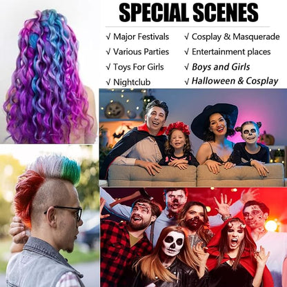 Temporary Hair Color Spray, Natural Hair Coloring Wax Material Disposable Hair Styling Clay Ash for Cosplay, Party, Masquerade, Halloween (Red, Blue, Purple, Green, 1 Pack)