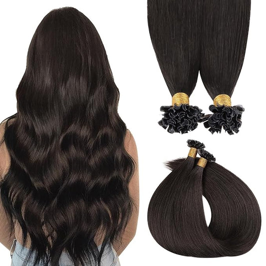 MAXITA U Tip Hair Extensions Human Hair, Natural Black Hair Extensions Real Human Hair, 50g/50 Strands/Pack, 20 In Virgin Human Hair