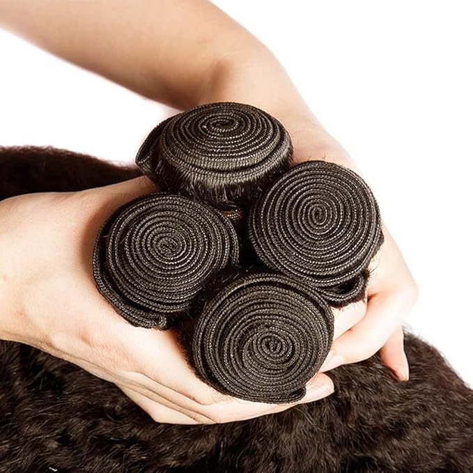 #4 Brown Bundles Human Hair Yaki Straight Bundles 24 26 28 Inch Human Hair Weave 3 Bundle Unprocessed Brazilian Virgin Hair Chocolate Kinky Straight Human Hair Extensions 50 Grams/Bundle