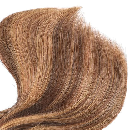 P427 Straight Bundles Highlight Ombre Dark Brown and Honey Blonde Bundles Two Tone Brazilian Human Hair Extensions Soft and Silky for Black Women 8 10 12 Inch
