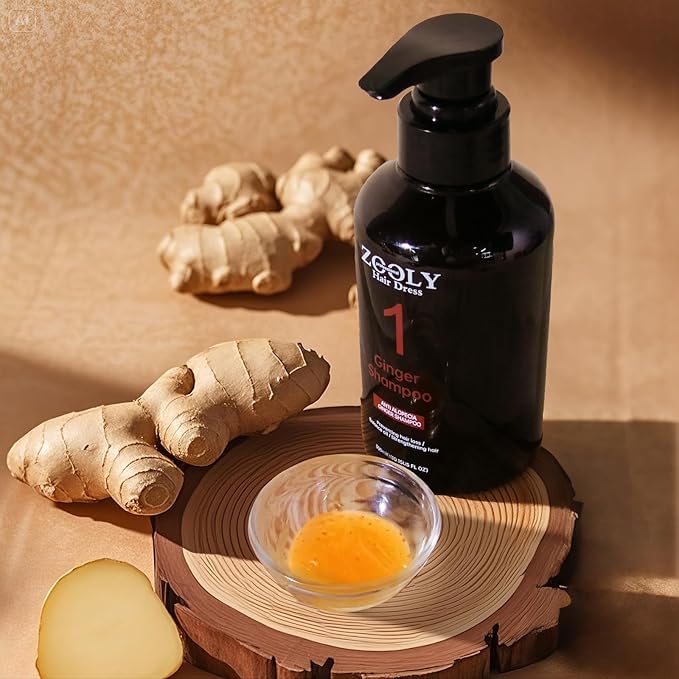 Ginger Shampoo with Zingiber Officinale Root, Preventing Hair Loss, for Men & Women, Scalp Therapy, 10.15 Fl Oz Each, Pack of 2