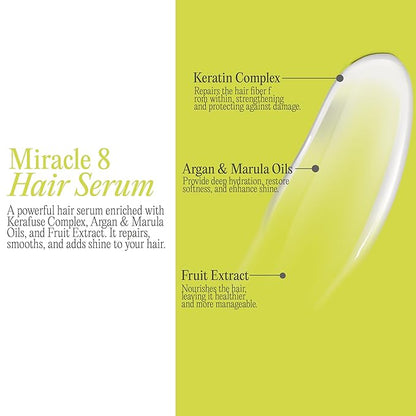 Miracle 8 Keratin Hair Serum by K-Pure, Instant Deep Conditioning Treatment, Sulfate & Paraben Free, Keratin & Argan Oil Growth Formula for Repairing Dry, Damaged Hair, Frizz Control, & Lasting Shine