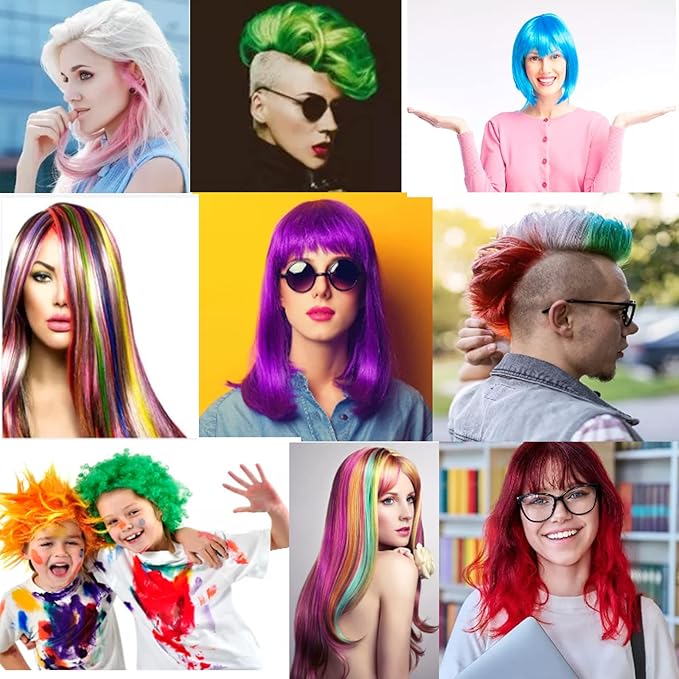 Temporary Hair Color Spray, Natural Hair Coloring Wax Material Disposable Hair Styling Clay Ash for Cosplay, Party, Masquerade, Halloween (Red, Blue, Purple, Green, 1 Pack)