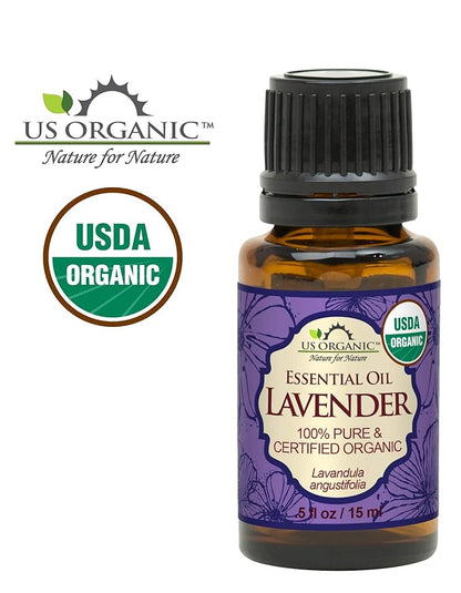 US Organic 100% Pure Lavender Essential Oil, Directly sourced from Bulgaria, USDA Certified Organic, Undiluted, for Diffuser, Humidifier, Massage, Skin, Hair Care, Non GMO, 15 ml