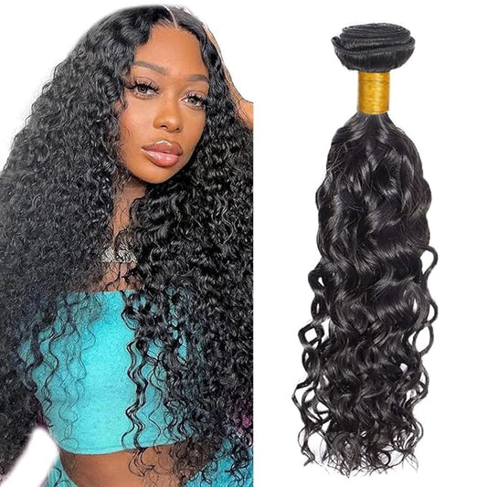 Bundles Human Hair Natural Black Water Wave Bundles 26 Inch Niegmeag Grade 8A Peruvian Virgin Hair Extensions Double Weft Color 1B Wet and Wavy Bundle