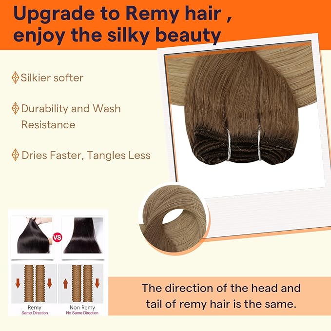 Full Shine Weft Hair Extensions Human Hair Weft Extensions Remy Straight Hair Sew In Hair Extensions Balayage Golden Brown To Dirty Blonde Straight Human Hair Bundles For Women 22 Inch 105G