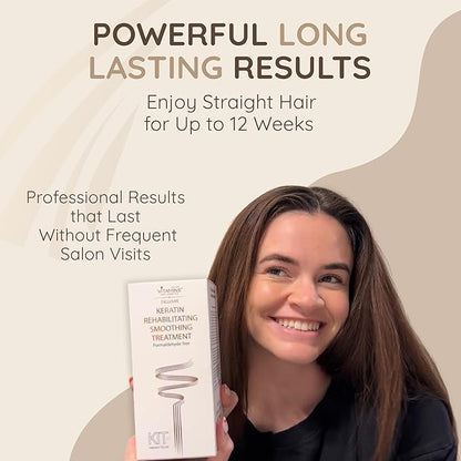 VITAMINS hair cosmetics Keratin Hair Treatment Straightening Kit - Salon Like at Home Keratin Treatment Formaldehyde Free - Hair Smoothing, Nourishing & Revitalizing 3-Step System