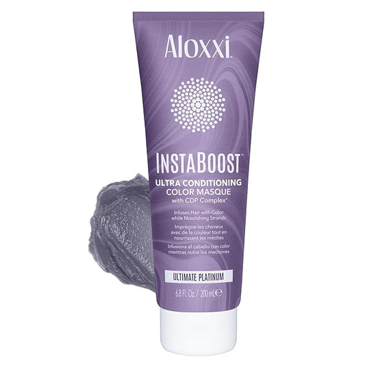 ALOXXI InstaBoost PLATINUM Color Depositing Conditioner Mask, Instant Temporary Hair Color Dye, Ultra Conditioning Color Masque Balances Brassy, Yellow Tones (Ultimate Platinum), 6.8 Fl Oz