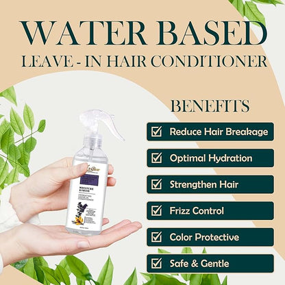 USDA Certified Rosemary Oil Lightweight Water-Based Leave In Conditioner Spray Anti-Frizz Moisturizer for Matted, Dry, Dull, Curly 4C Hair Color Safe, Paraben & Sulfate-Free. 8.45 Fl. Oz