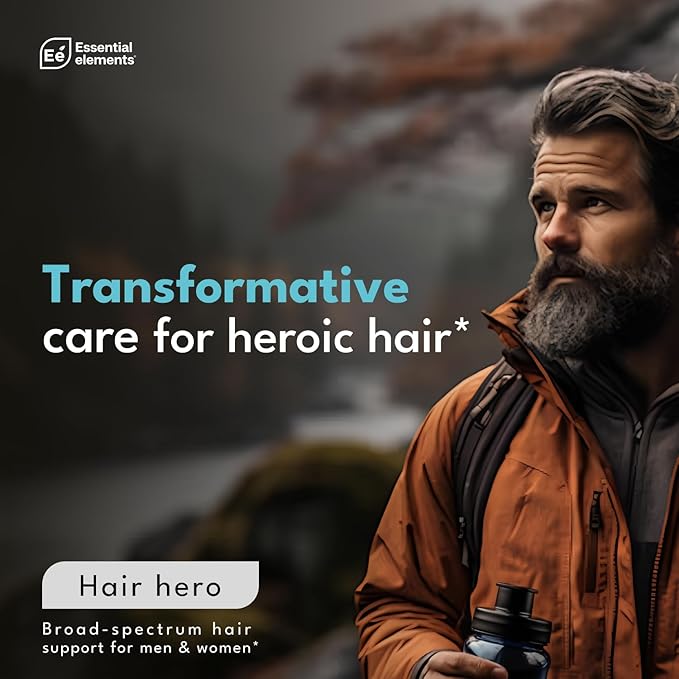 Essential Elements Hair Hero - Broad-Spectrum Hair Formula - Healthy Hair, Skin, and Nails - 5000 mcg Biotin 30 Day Supply (2-Pack)