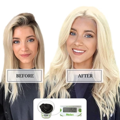 DOORES Clip in Hair Extensions Real Human Hair, Bleach Blonde 150g 9pcs 18 Inch, Remy Clip in Hair Extensions Natural Hair Extensions Human Hair Extensions Clip ins Straight Thick Hair Extensions