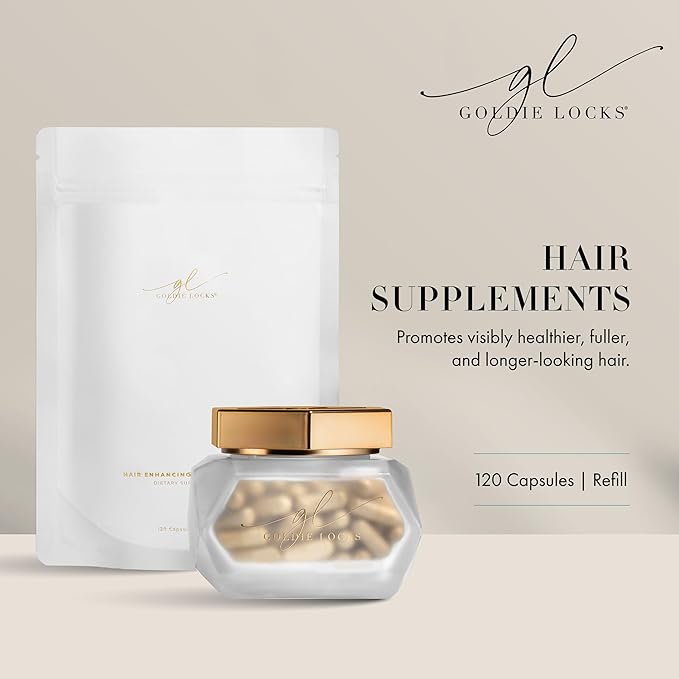 Goldie Locks Hair Growth Supplements Original Formula Refill, Hair Supplements for Stronger & Healthier Locks, Vitamins That Enhance Hair, Skin, and Nails, 120 Count