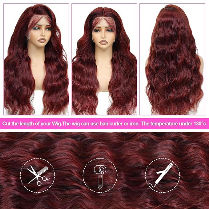 Reddish Brown Lace Front Wigs Human Hair Pre Plucked 13x4 Auburn Colored Human Hair Lace Front Wigs 200 Density Body Wave Reddish Brown Frontal Wig Human Hair 22 Inch
