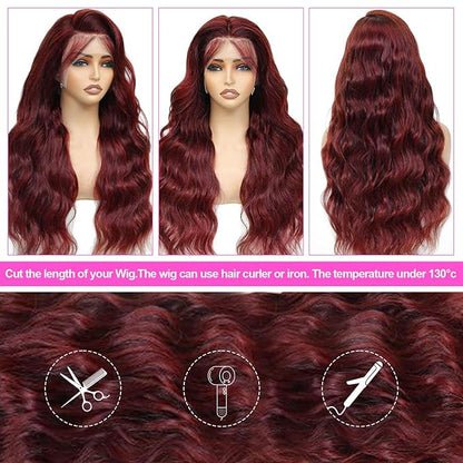 Reddish Brown Lace Front Wigs Human Hair Pre Plucked 13x4 Auburn Colored Human Hair Lace Front Wigs 200 Density Body Wave Reddish Brown Frontal Wig Human Hair 22 Inch