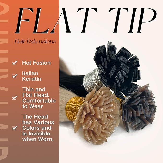 Sunny Hair Flat Tip Hair Extensions Blonde Flat Tip Real Hair Extensions Ash Blonde Mix Bleach Blonde Highlight Hot Fusion Keratin Bond Flat Tip Hair Extensions Silky Straight Long Hair 50g 22inch