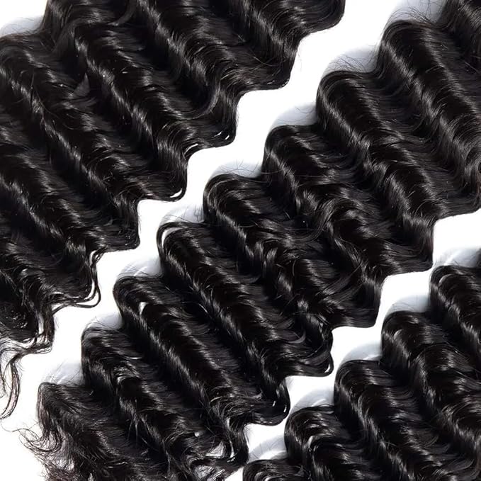Deep Wave Bundles Human Hair Natural Black Deep Curly Human Hair Bundles 24 24 24 Inch Loose Wave Bundle Brazilian Virgin Remy Hair Extensions Silky Soft Double Weft Deals