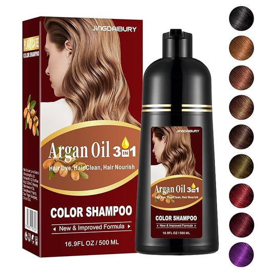 Coffee Hair Dye 16.9 Fl Oz, Argan Oil Hair Shampoo, 3 in 1 Hair Dye Shampoo, Easy To Use, Semi-Permanent Hair Color Shampoo (Coffee)
