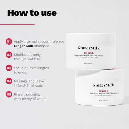 Intensive Repair Hair Mask for Dry/Damaged Hair due to Coloring, Chemical Processes, hot styling tools and dryers | BE BOLD (8 oz.)
