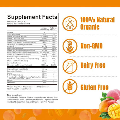 Liquid Multivitamin,Hair Growth,Support Healthy Skin,Promote Thicker,Fuller Hair,Reduce Wrinkles & Fine Lines,15.22 fl oz