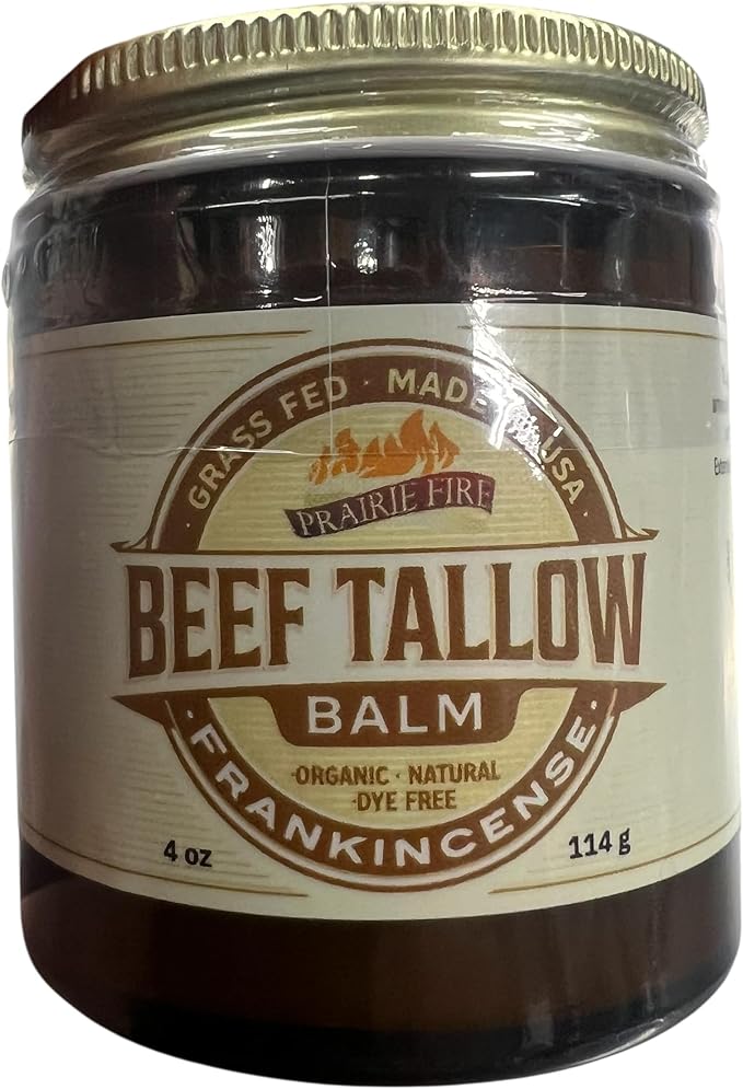 Beef Tallow Balm - 4 oz - Made in USA - Organic Grass Fed and Finished Tallow - Moisturizing Skin Care Frankincense