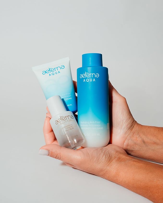 Aeterna Aqua Hydrating Anti-Frizz Hair Lotion | Frizz Ease, Deep Moisture & Color Protection - Vitamin E, Grape Seed & Collagen Infused, for All Hair Types - 100 ml