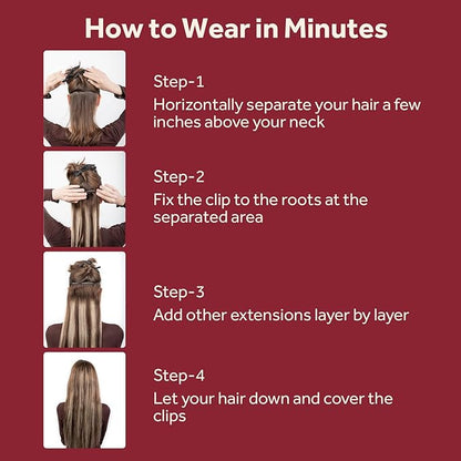 Clip in Hair Extensions Real Human Hair, 100% Remy Chocolate Brown Hair Extensions for Long Hair, Tangle-free&Shedding-free, #4 20Inch 120G 7PCS