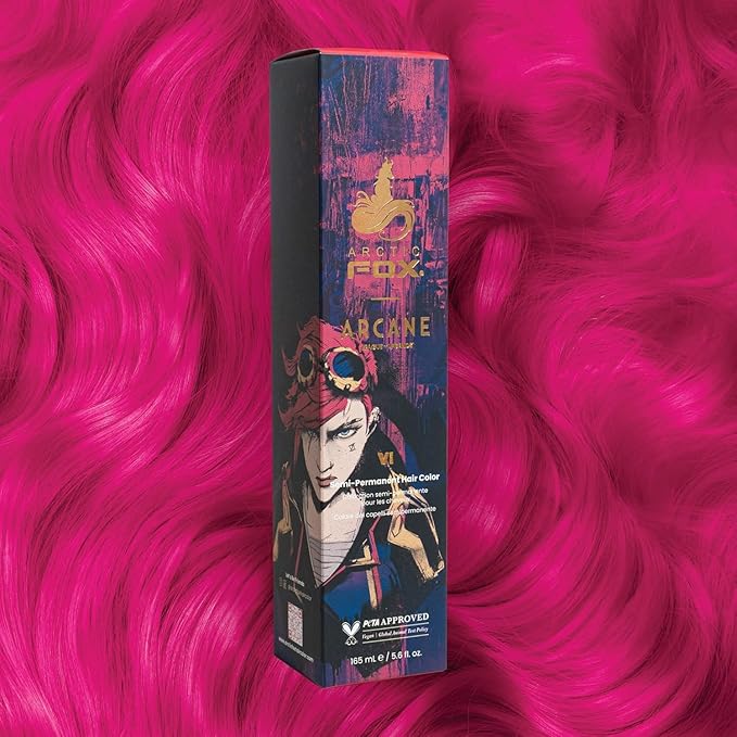 Arctic Fox x Arcane League of Legends Semi Permanent Hair Dye, Vegan & Cruelty Free, Vibrant Hot Pink Color, Ammonia Free, Conditioning Formula, VI Shade, 5.6 Fl Oz (Pack of 2)