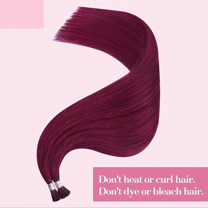 YoungSee I Tip Hair Extensions Magenta 25s Itips Hair Extensions Human Hair Red 25g Color I Tip Extensions for Long Hair 24 Inch Remy Tip Hair Extensions Real Human Hair Red for Play Highlights