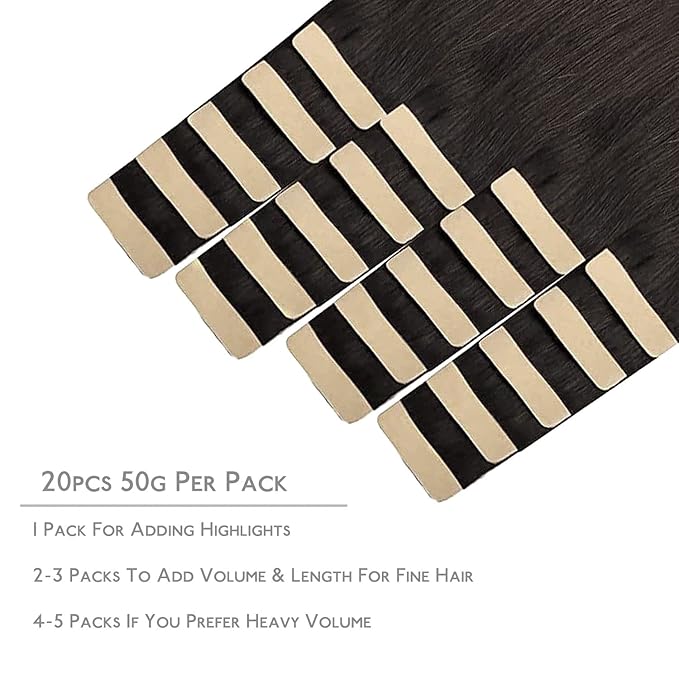 WENNALIFE Tape in Hair Extensions, 22 Inch 50g Dark Brown to Chestnut Brown and Dirty Blonde Remy Human Hair, 20pcs Coloured Tape Extensions