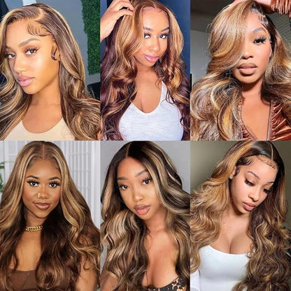 2730 Blonde Body Wave Bundles Human Hair Ombre Honey Blonde Bundles 14 16 18 Inch Unprocessed Brazilian Virgin Remy Hair Extensions Silky Soft 3 Highlight Bundles Hair Weave
