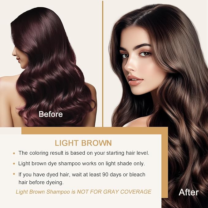 Light Brown Hair Dye Shampoo, Hair Color Shampoo for Women Men, Long Lasting Brown Hair Dye, Shampoo Para Pintar el Cabello, Colors in Minutes, Easy to Use, 16.90 Fl Oz