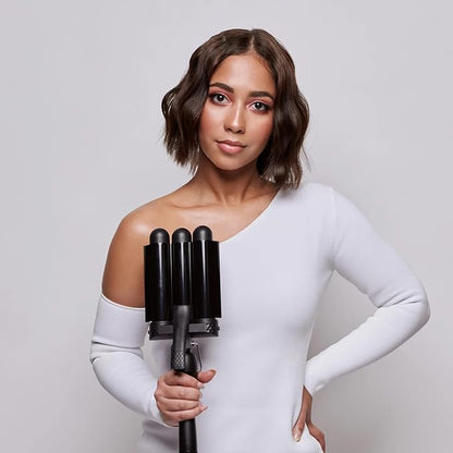 Mermade PRO Hair Waver 1.25" - 3 Barrel Curling Iron 1 1/4 Inch, Ceramic Barrel Waver for Thick, Thin, Long, or Short Hair - 1.25", Black