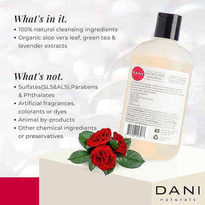 Naturals Shampoo - Citrus Rose Scent is a sulfate-free, vegan, and organic shampoo that deeply moisturizes and nourishes all hair types, including color-treated hair