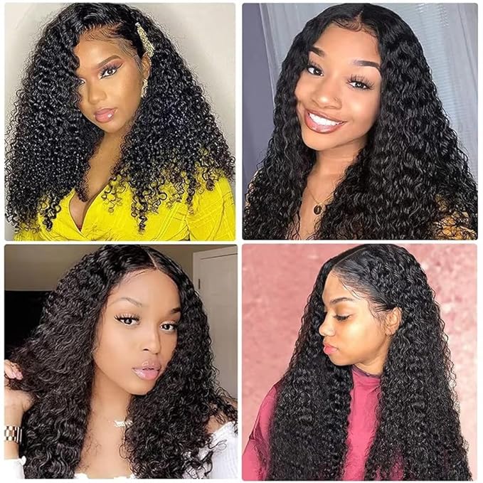 Color 1B Bundles Human Hair Kinky Curly Bundles Color 1B Kinky Curly Human Hair Bundles Mixed Length 3 Bundles 18 20 22 Inch